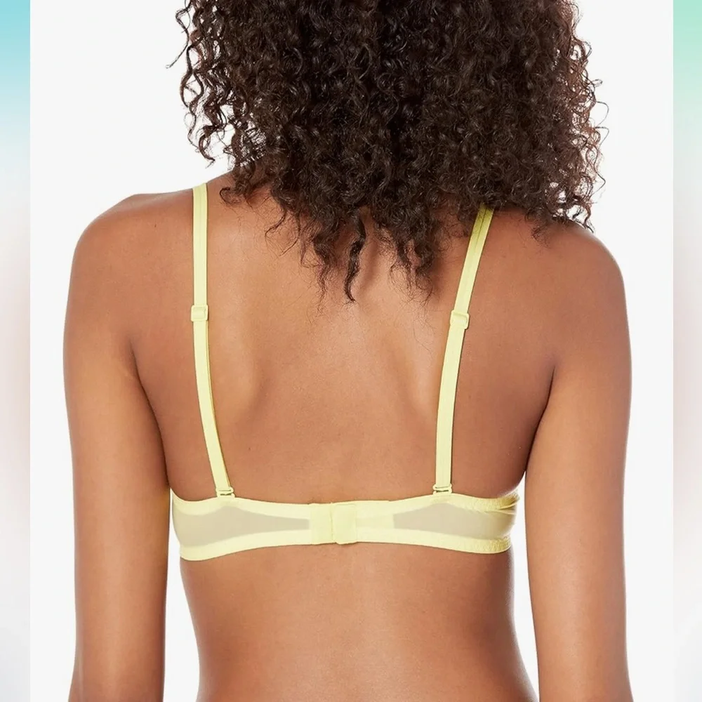 Free shipping! Calvin Klein Sheer Marquisette Unlined Plunge Bra Yellow 32DDD - Picture 2 of 7